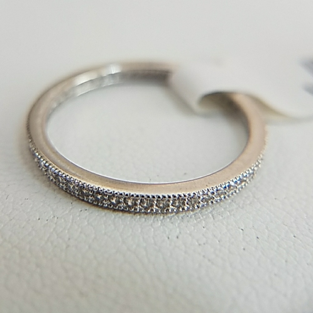 White Gold plated pave setting Eternity Band - Picture 6 of 8